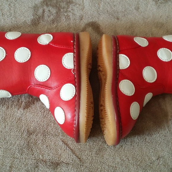 O'Squeaky Red Polka Dot Squeaky Boots - Picture 2 of 5